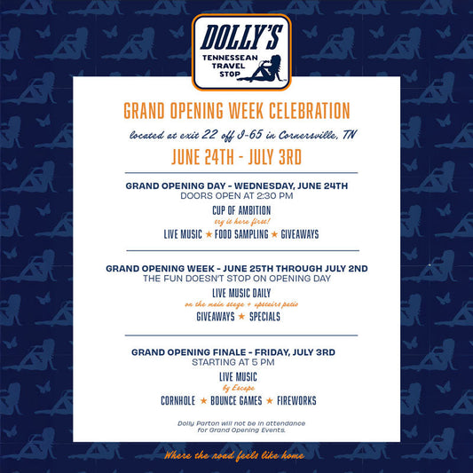 Dolly's Tennessean Travel Stop Reveals Grand Opening Week Celebration